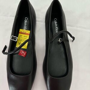Calvin Klein Black Leather Flats